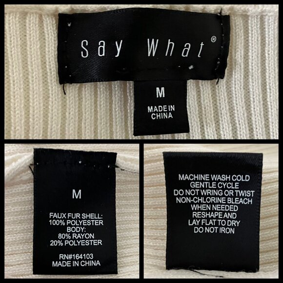 Vintage Y2K Cream Sweater Dress Faux Fur Trim Midi Bodycon S/M Off White McBling - Picture 12 of 13